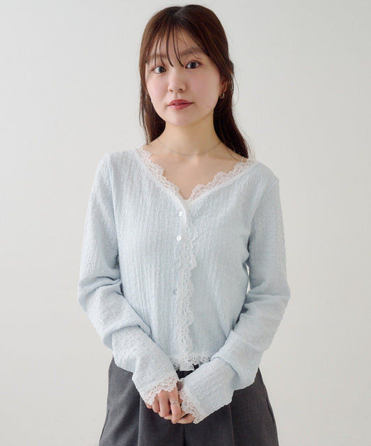 蕾絲拼接 針織開衫