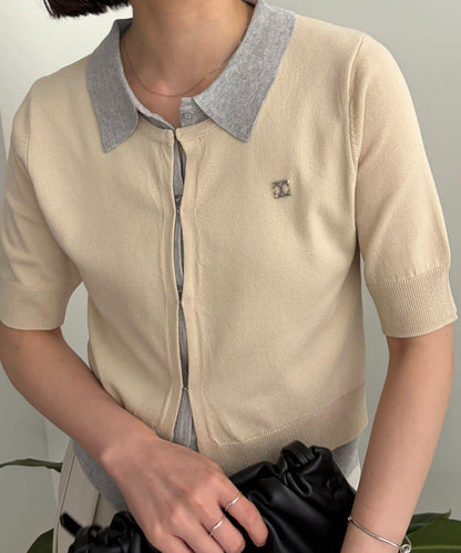 CAPRICIEUX LE'MAGE 半袖疊穿感POLO針織開衫