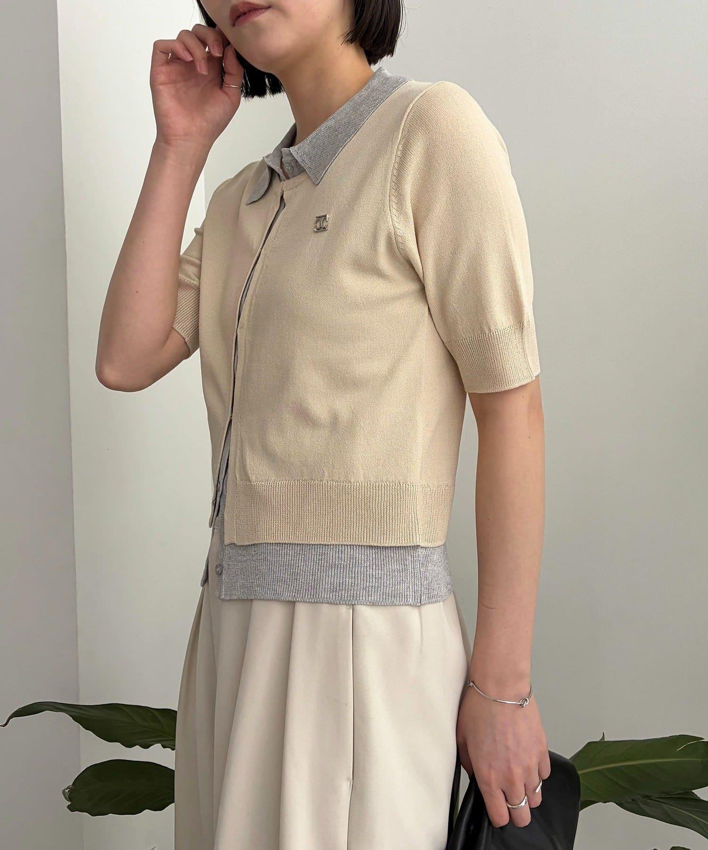 CAPRICIEUX LE'MAGE 半袖疊穿感POLO針織開衫