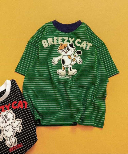 沙嘎拉刺繡貼布圖案 BREEZY CATS T恤