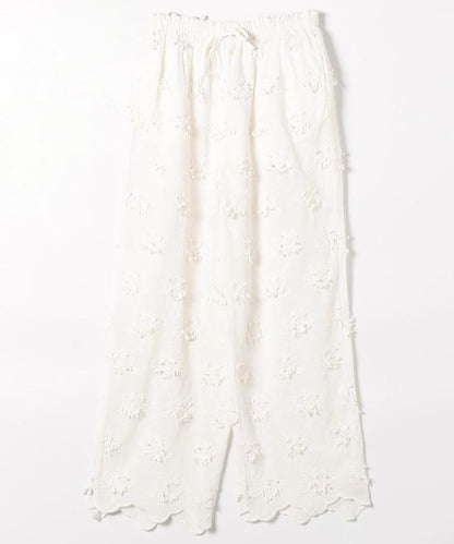 sheer cotton 3D embroidery easy 休閒褲