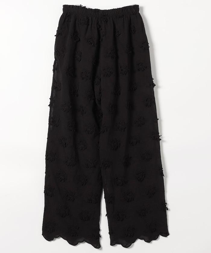 sheer cotton 3D embroidery easy 休閒褲