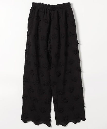 sheer cotton 3D embroidery easy 休閒褲
