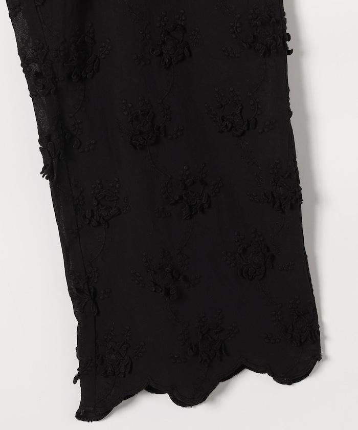 sheer cotton 3D embroidery easy 休閒褲