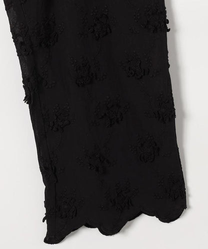 sheer cotton 3D embroidery easy 休閒褲