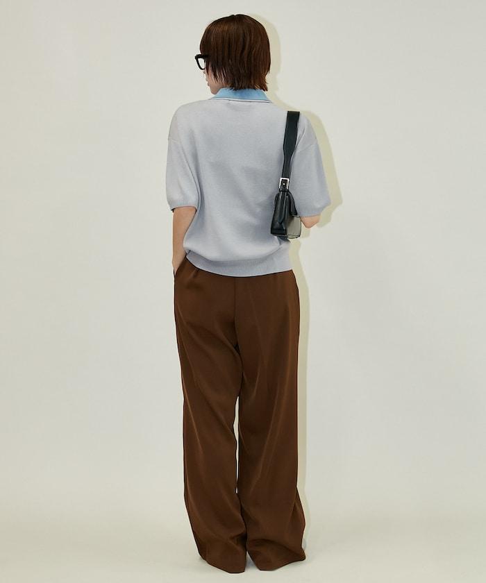 拼色雙層領短袖針織POLO衫
