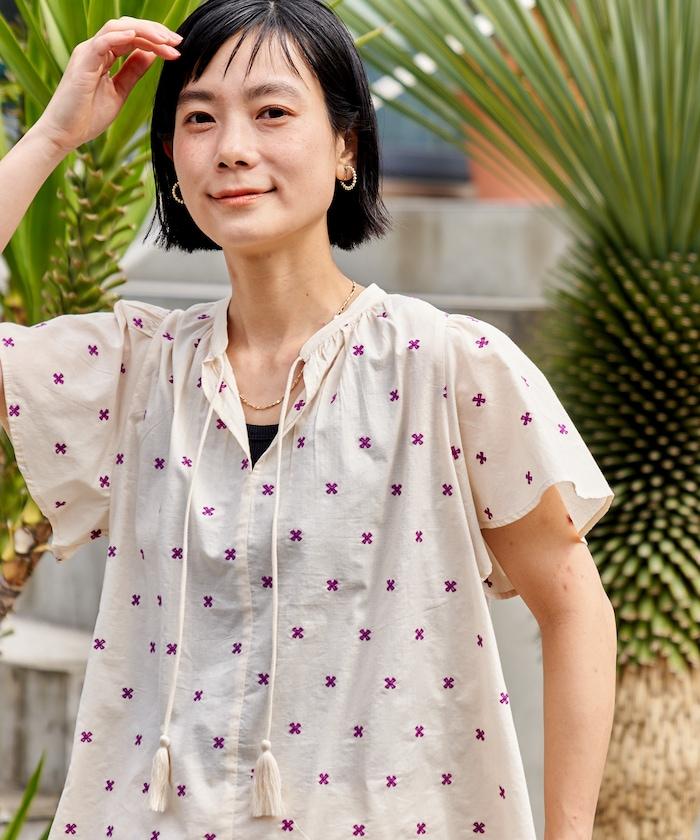 印度通體刺繡 袖部荷葉邊 輕薄面料 上衣（可成套）