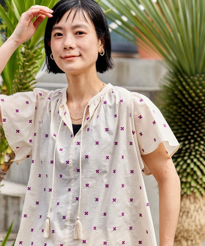 印度通體刺繡 袖部荷葉邊 輕薄面料 上衣（可成套）