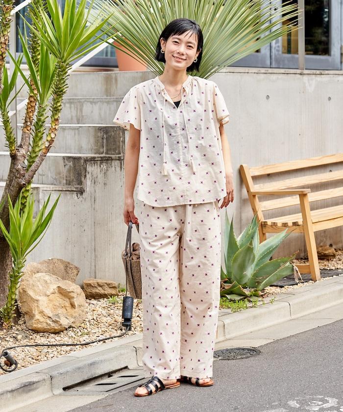 印度通體刺繡 袖部荷葉邊 輕薄面料 上衣（可成套）