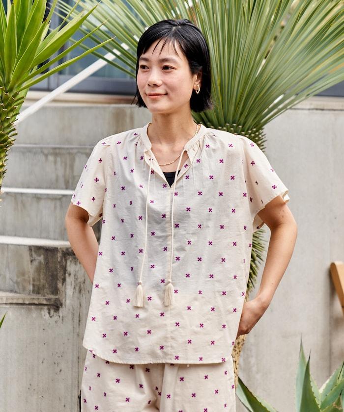 印度通體刺繡 袖部荷葉邊 輕薄面料 上衣（可成套）