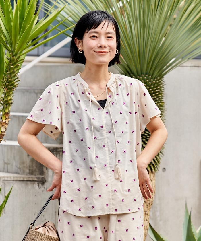 印度通體刺繡 袖部荷葉邊 輕薄面料 上衣（可成套）