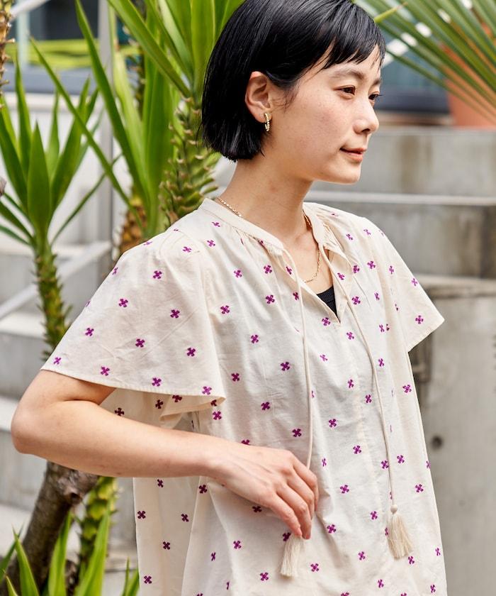 印度通體刺繡 袖部荷葉邊 輕薄面料 上衣（可成套）