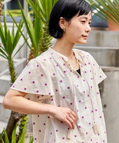 印度通體刺繡 袖部荷葉邊 輕薄面料 上衣（可成套）