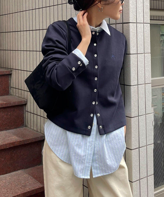 按扣設計 彈力Ponte面料 針織開衫