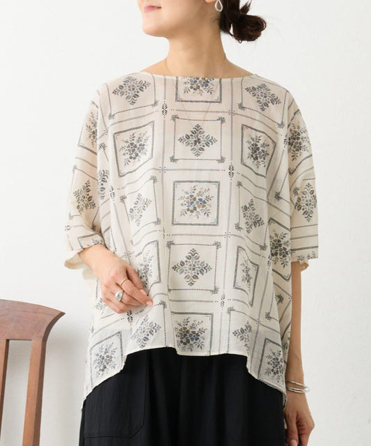 刺繡風印花 套頭上衣