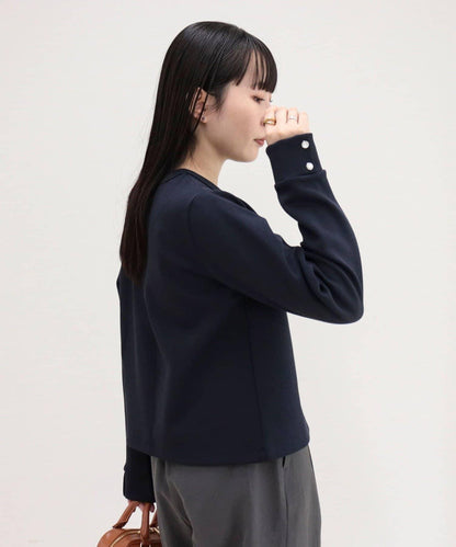 按扣設計 彈力Ponte面料 針織開衫