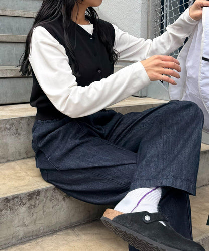可成套 直筒 亞麻混紡牛仔 牛仔褲