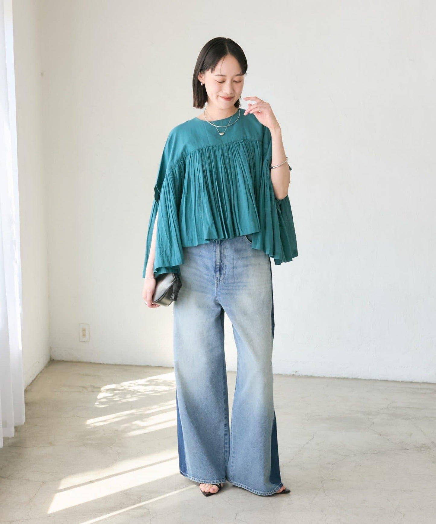 RIVE DROITE 線條闊腿牛仔褲