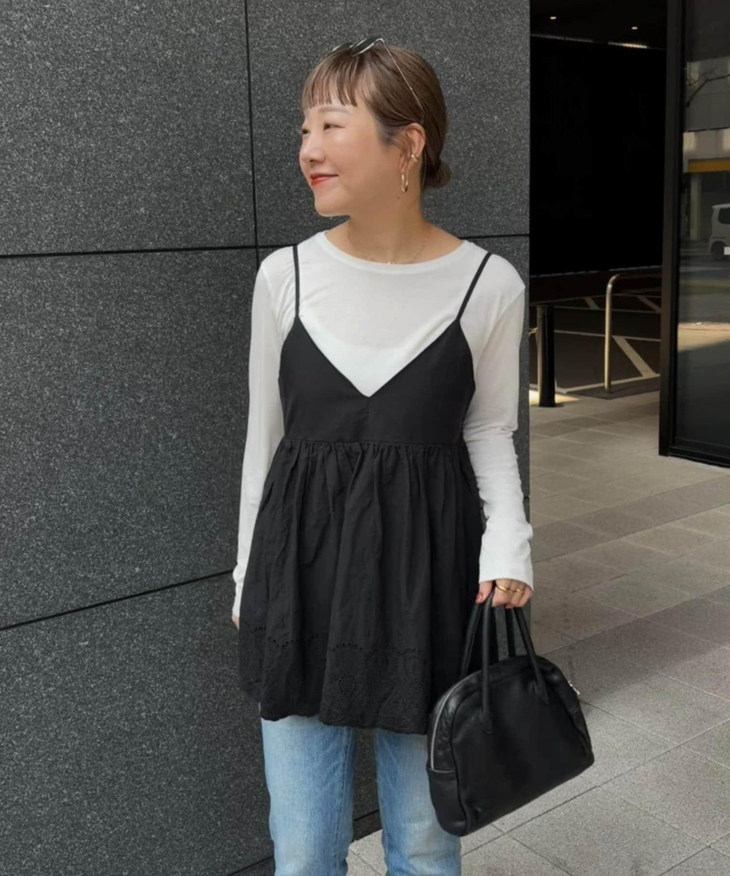 パルクロ てら企畫 波浪刺繡 吊帶長上衣