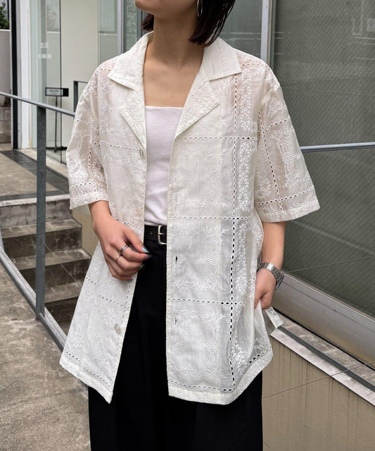 中性蕾絲刺繡襯衫 網絡