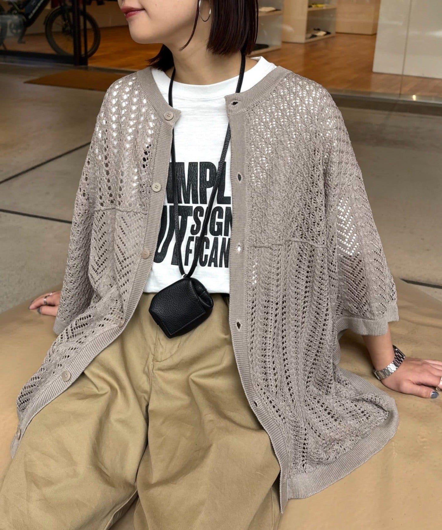蕾絲拼接針織開衫（網絡）