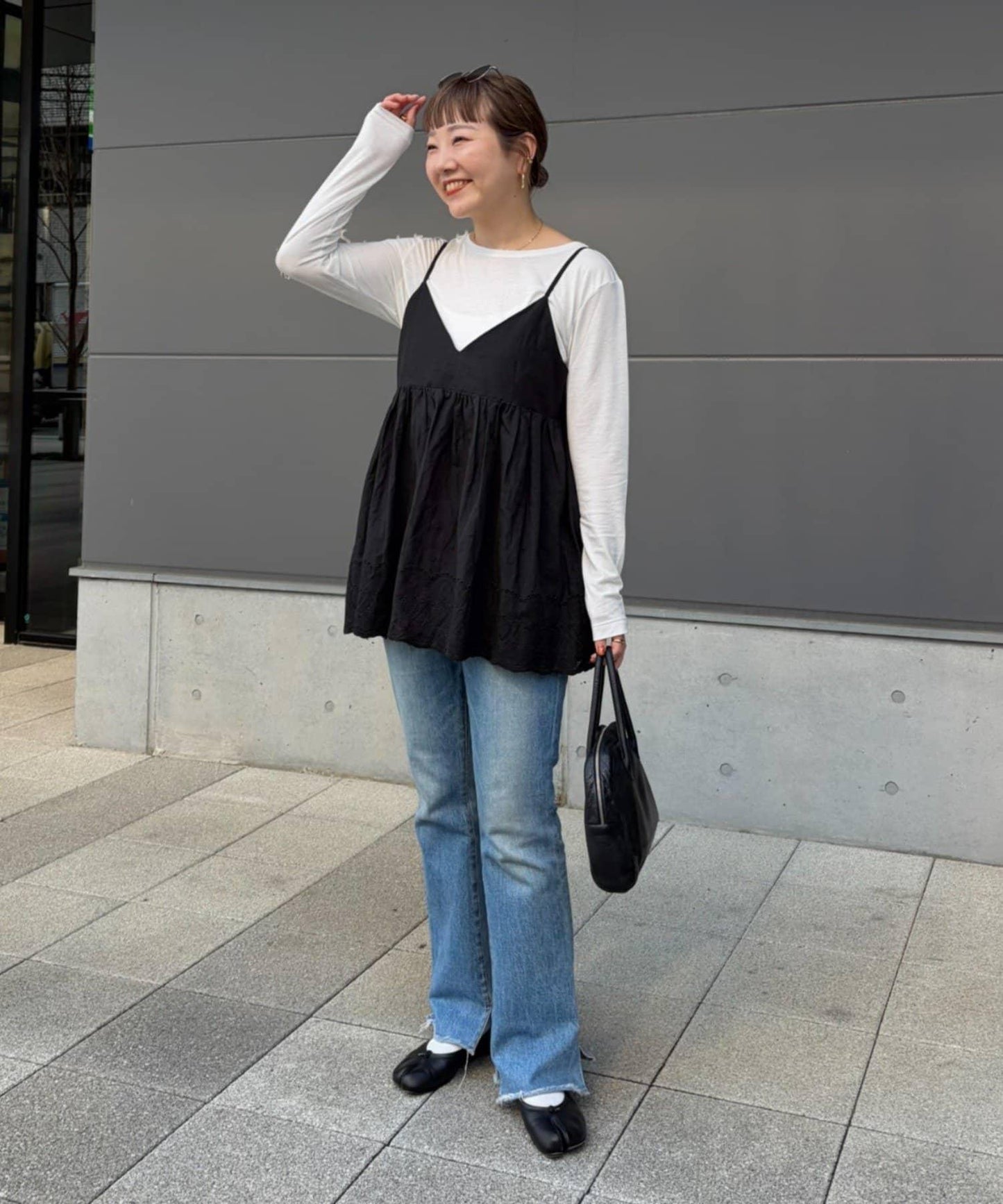 パルクロ てら企畫 波浪刺繡 吊帶長上衣
