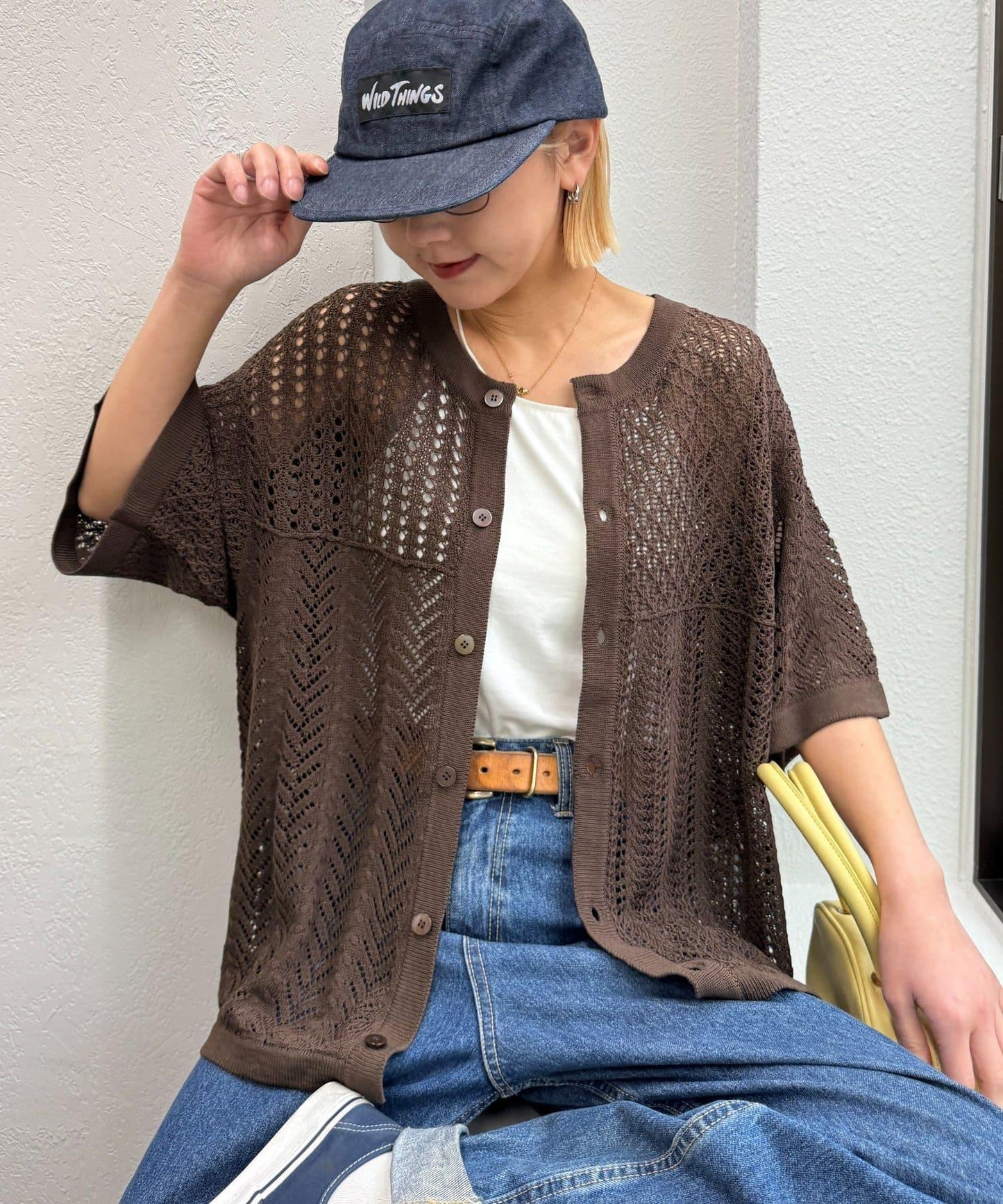 蕾絲拼接針織開衫（網絡）