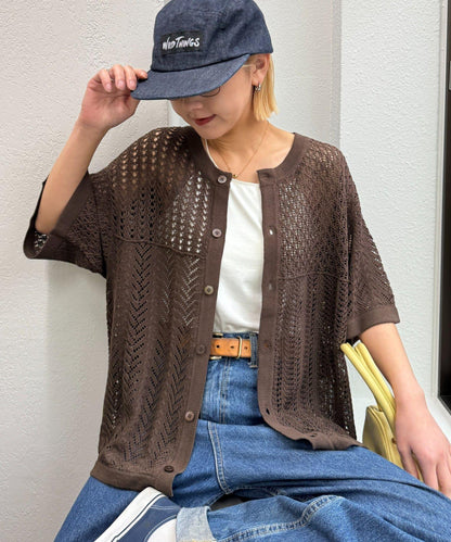 蕾絲拼接針織開衫（網絡）