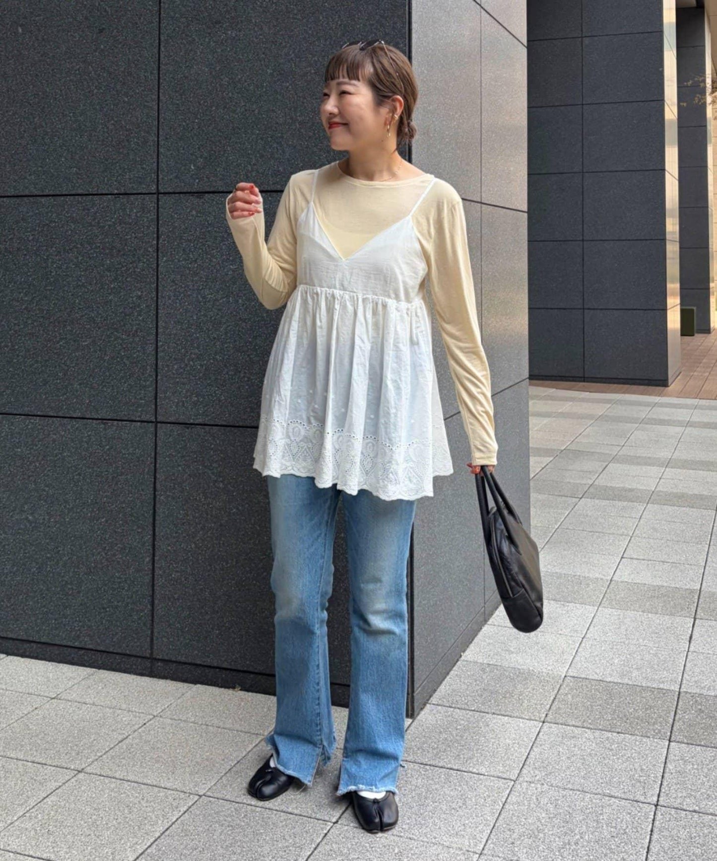 パルクロ てら企畫 波浪刺繡 吊帶長上衣