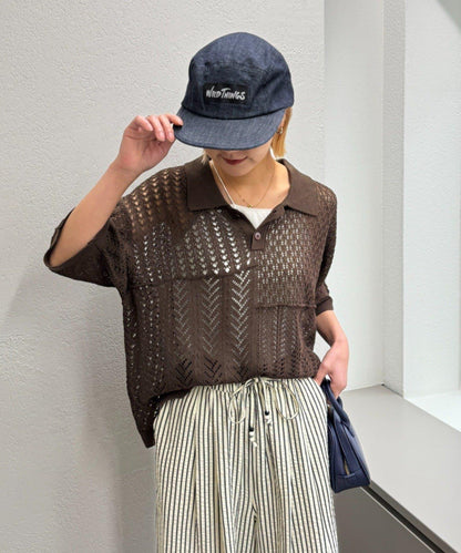 UNISEX 蕾絲編織拼接 針織POLO衫（網絡限定）