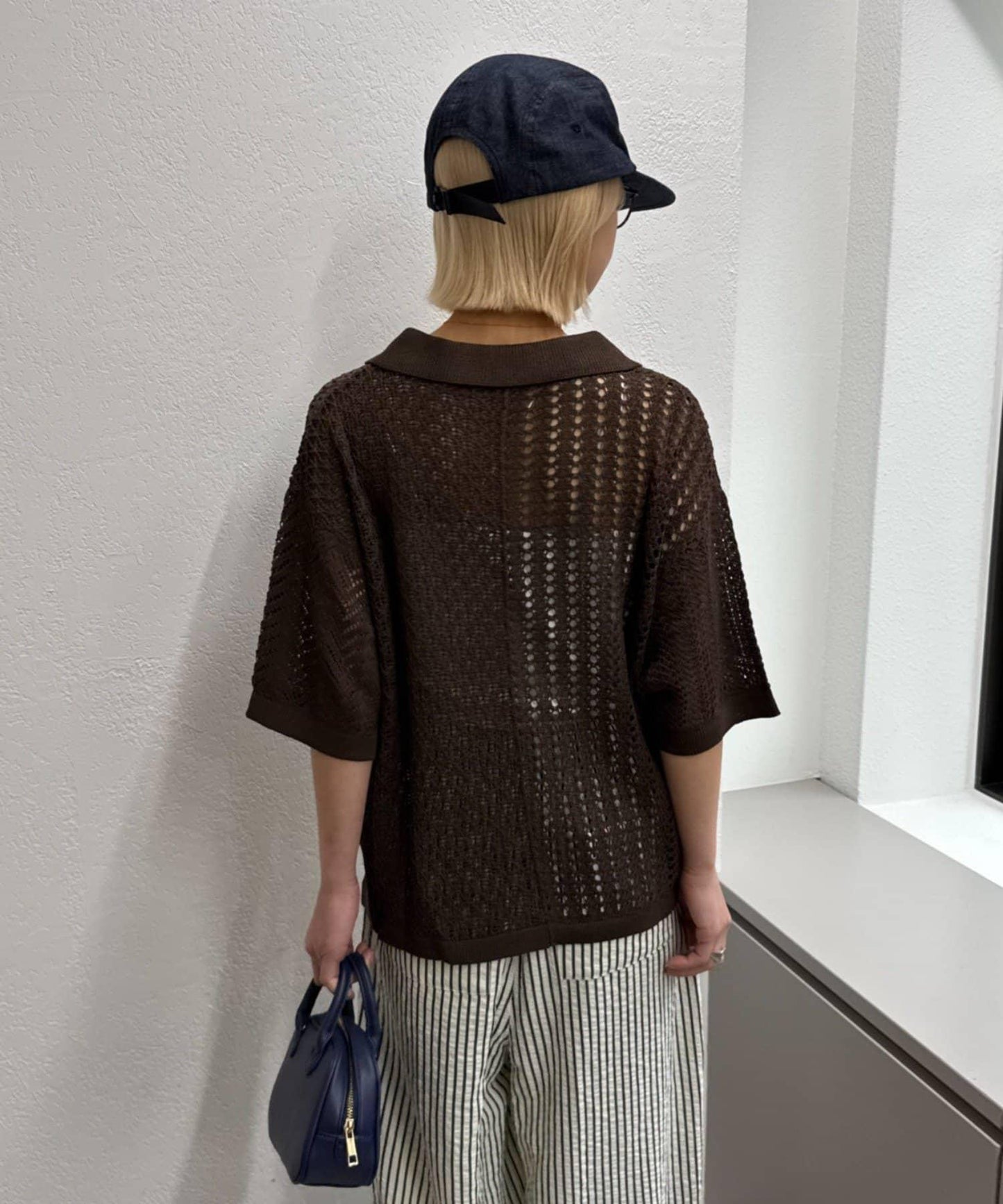 UNISEX 蕾絲編織拼接 針織POLO衫（網絡限定）