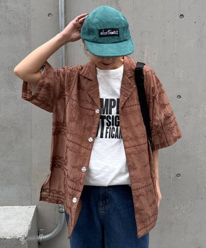 中性蕾絲刺繡襯衫 網絡