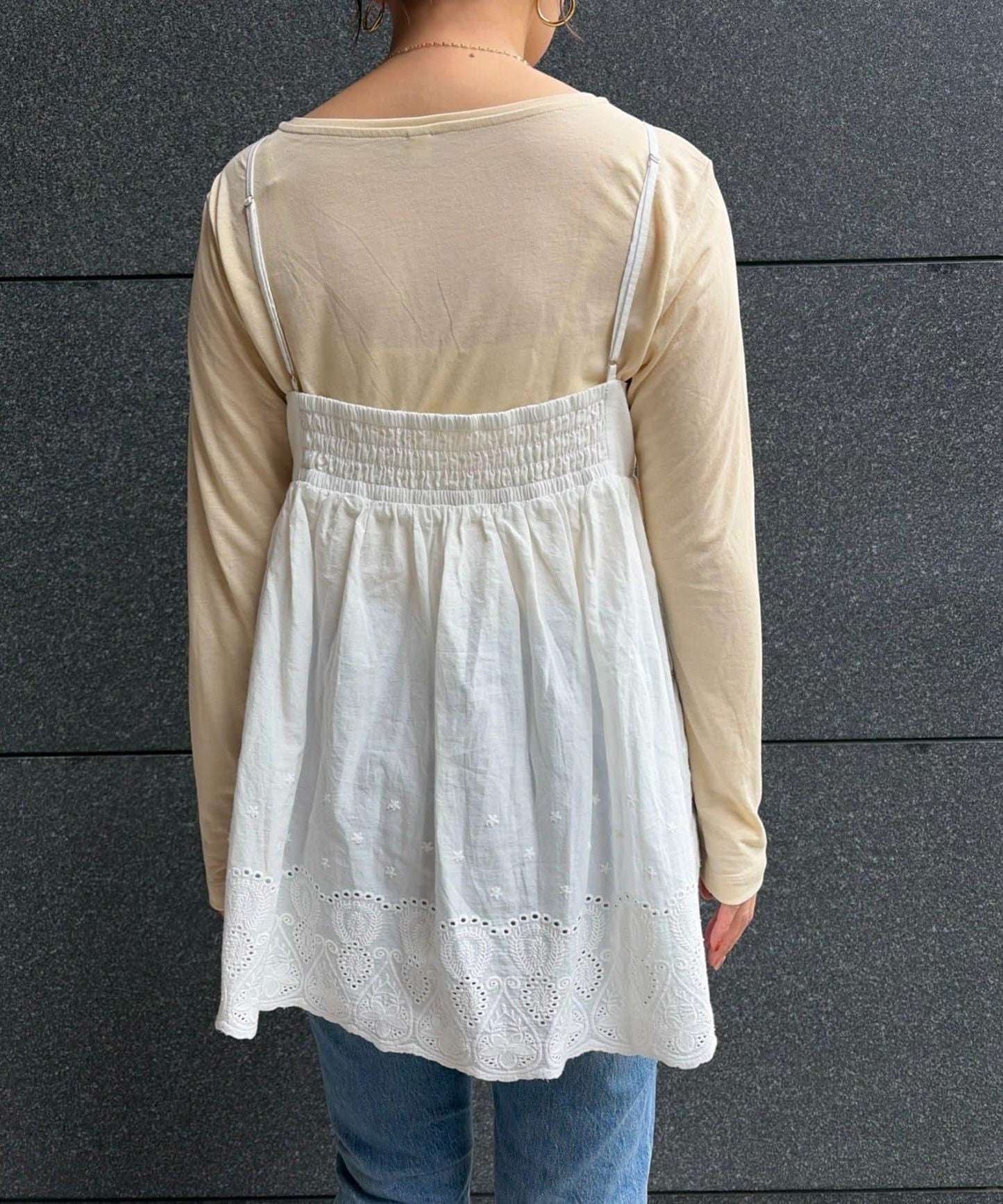 パルクロ てら企畫 波浪刺繡 吊帶長上衣