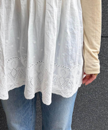 パルクロ てら企畫 波浪刺繡 吊帶長上衣
