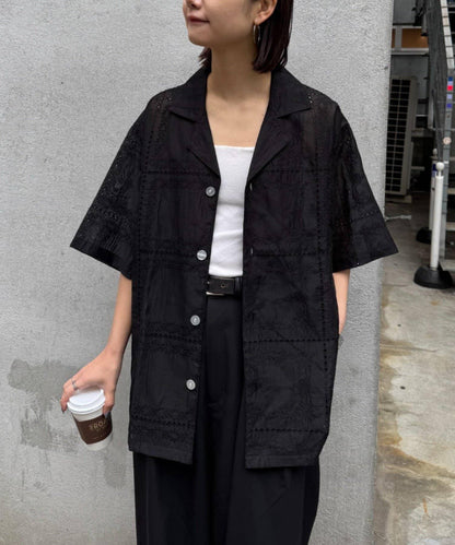 中性蕾絲刺繡襯衫 網絡