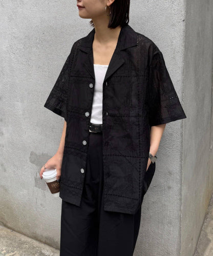 中性蕾絲刺繡襯衫 網絡