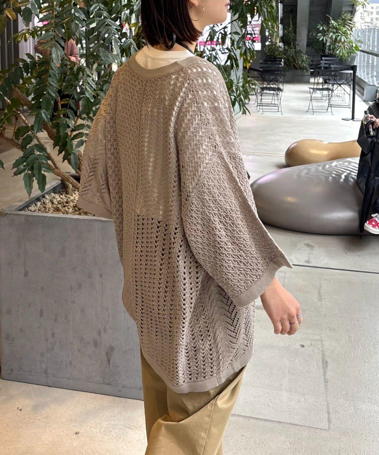 蕾絲拼接針織開衫（網絡）