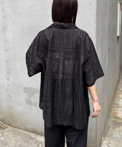 中性蕾絲刺繡襯衫 網絡