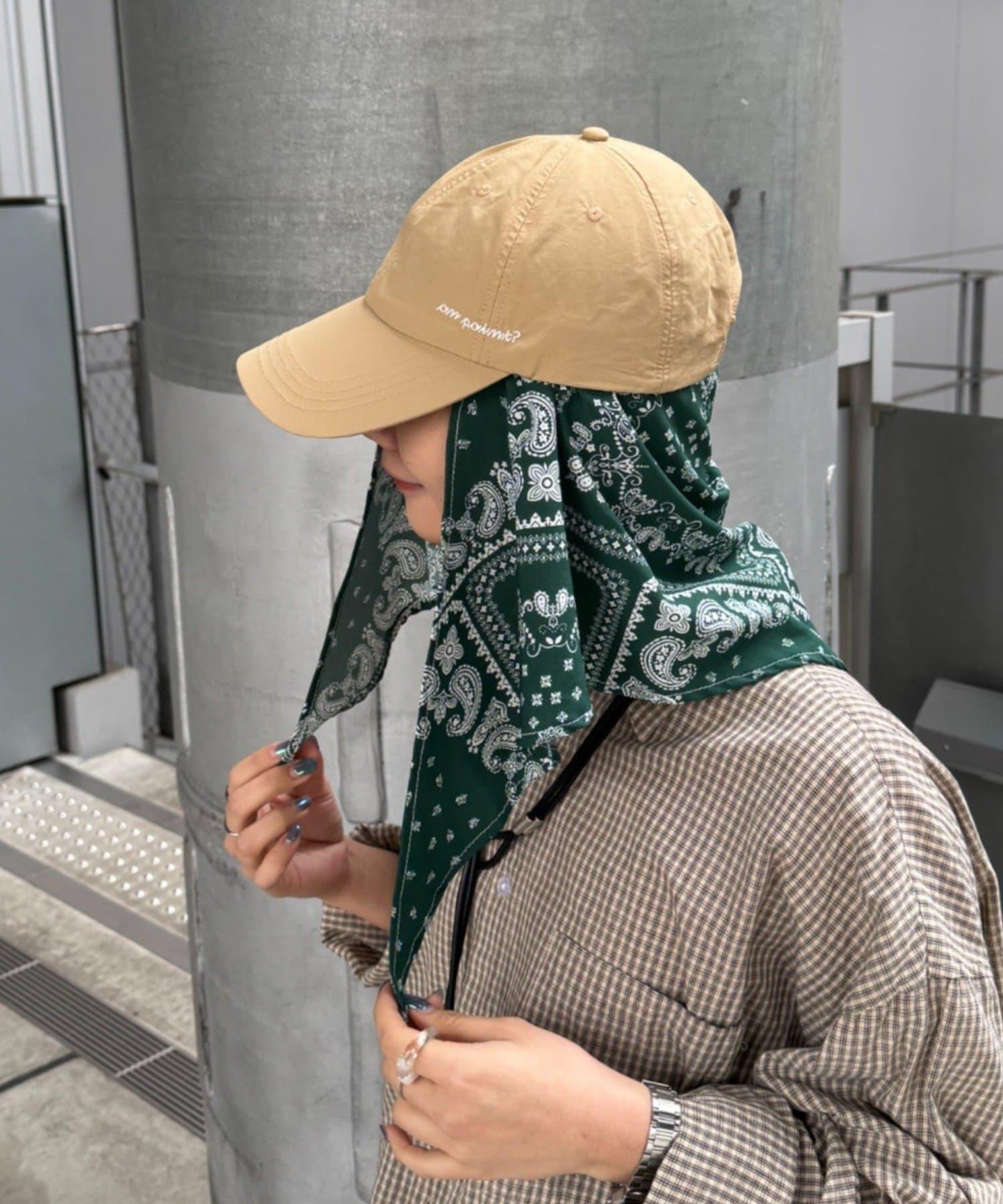 UNISEX 附バンダナ頭巾 ロゴ設計 尼龍 棒球帽