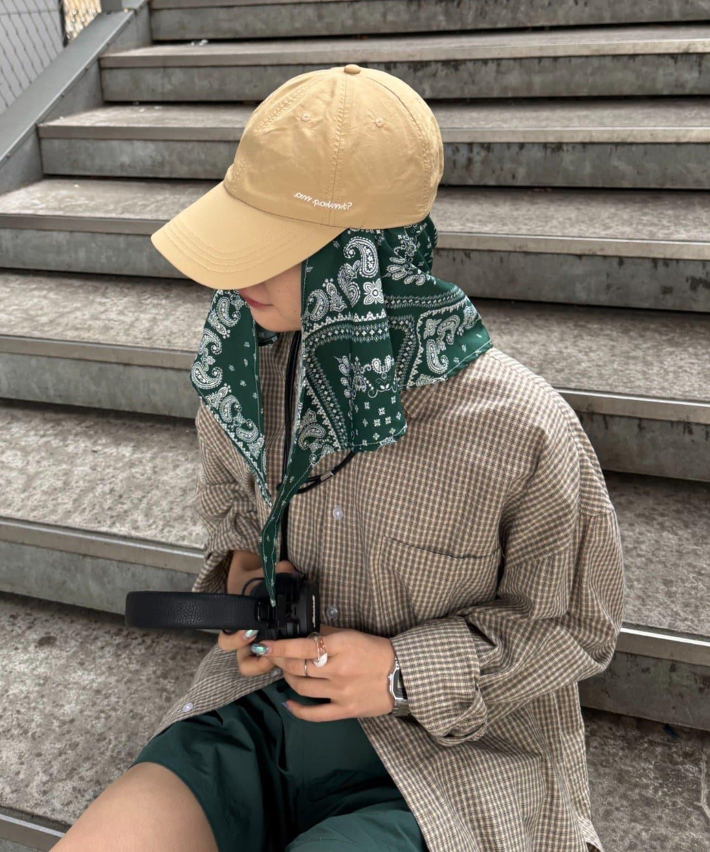 UNISEX 附バンダナ頭巾 ロゴ設計 尼龍 棒球帽