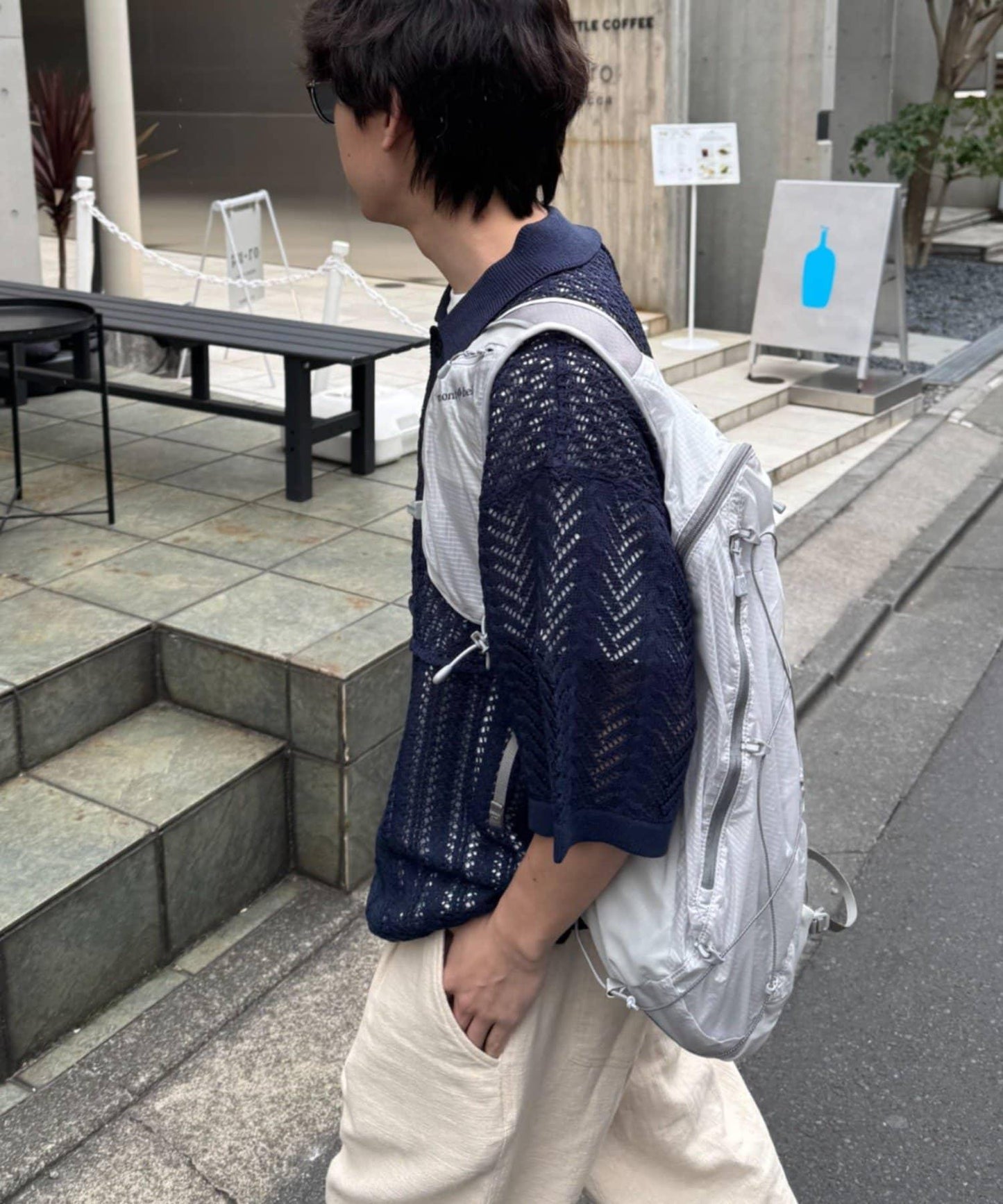 UNISEX 蕾絲編織拼接 針織POLO衫（網絡限定）