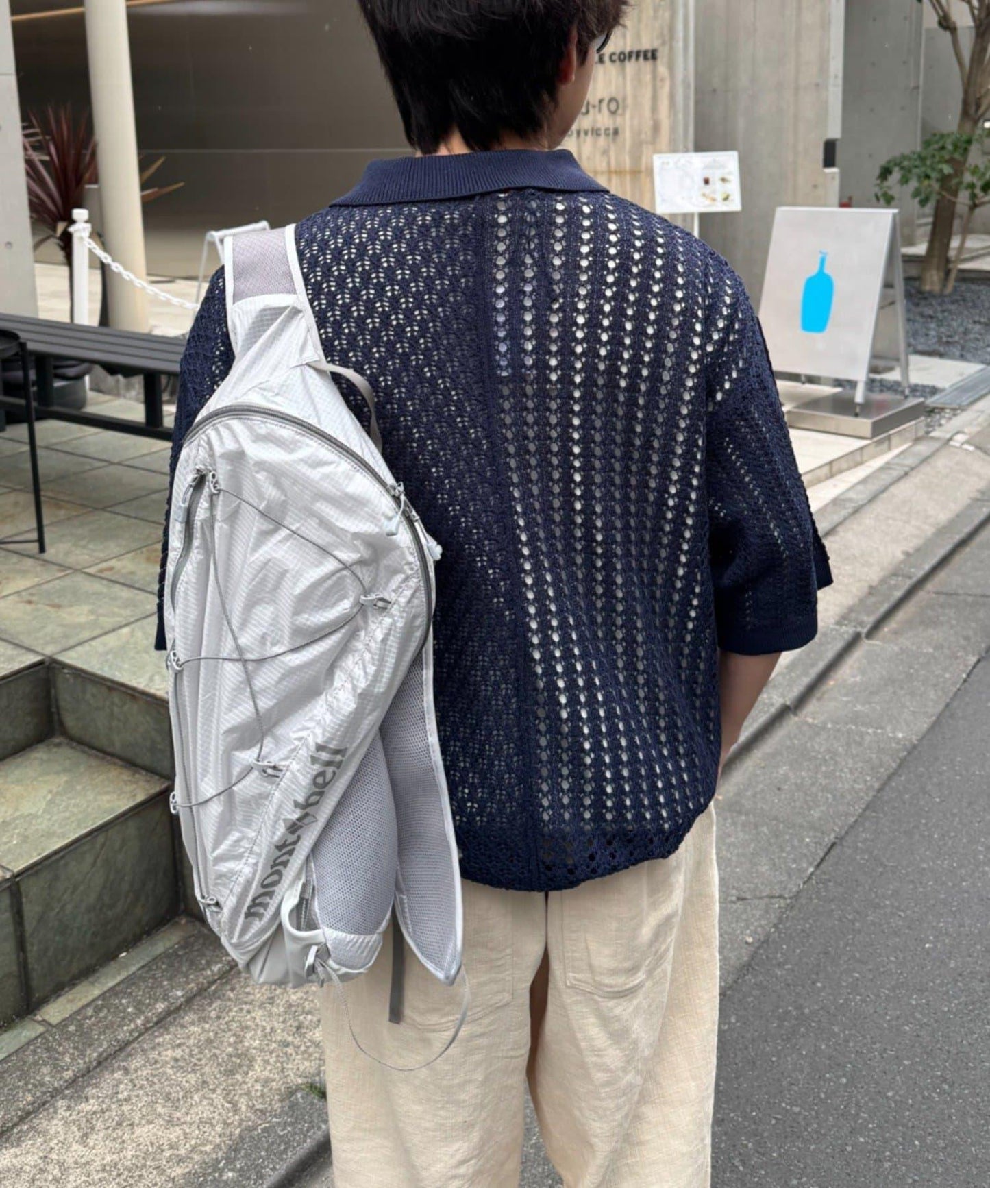 UNISEX 蕾絲編織拼接 針織POLO衫（網絡限定）