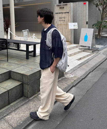 UNISEX 蕾絲編織拼接 針織POLO衫（網絡限定）