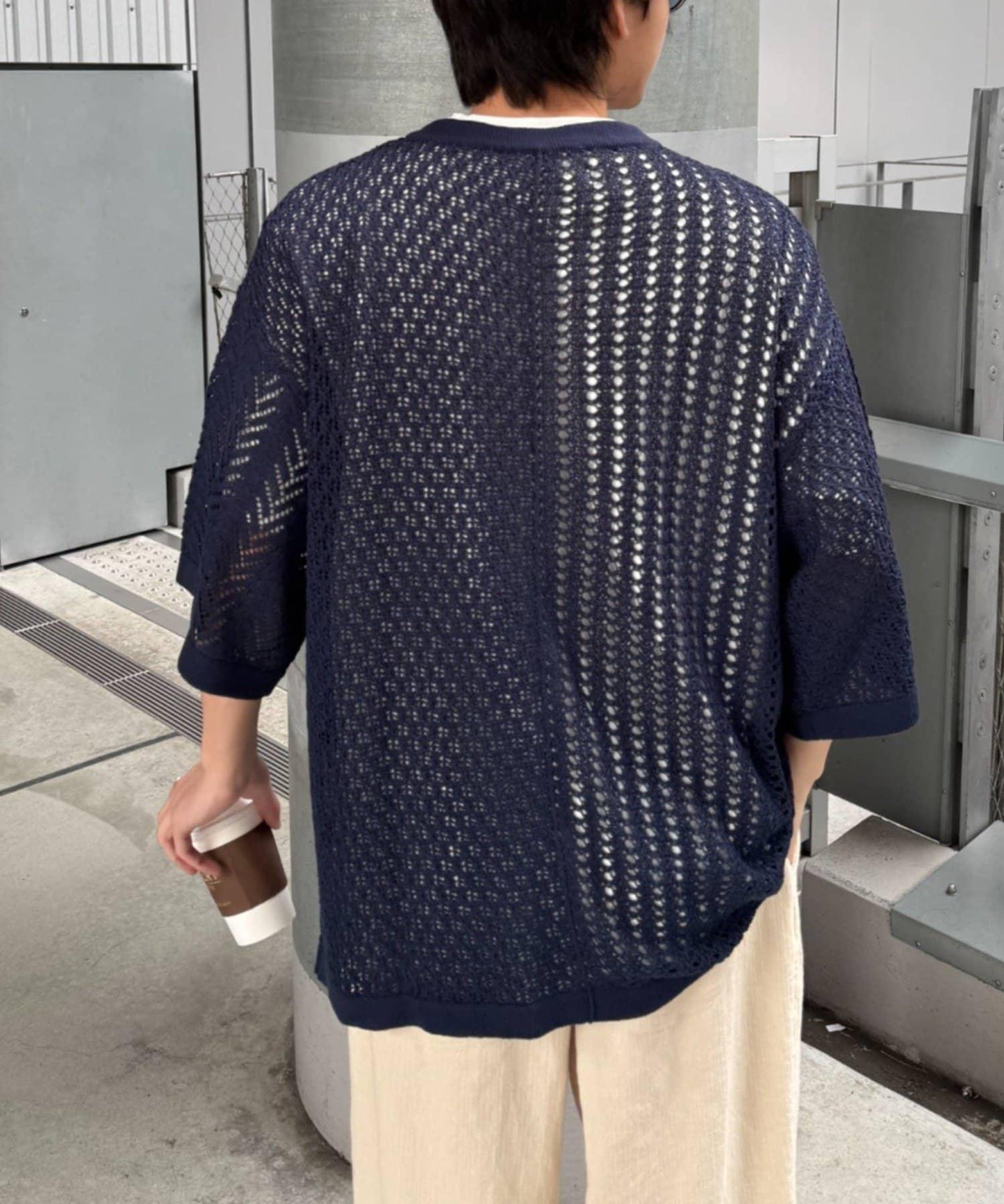 蕾絲拼接針織開衫（網絡）