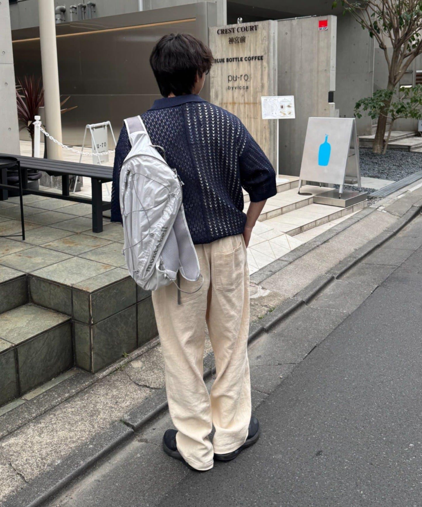 UNISEX 蕾絲編織拼接 針織POLO衫（網絡限定）