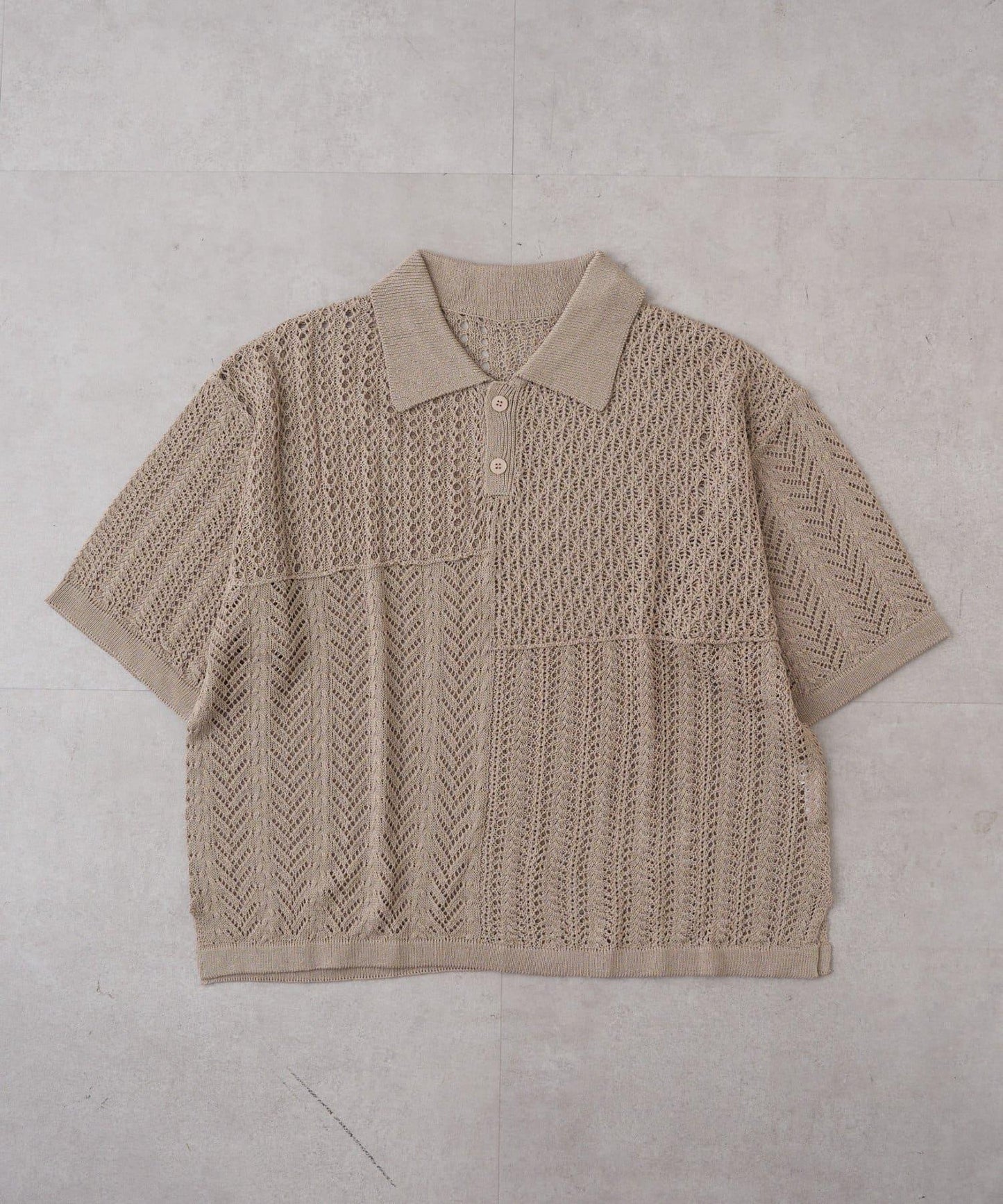 UNISEX 蕾絲編織拼接 針織POLO衫（網絡限定）