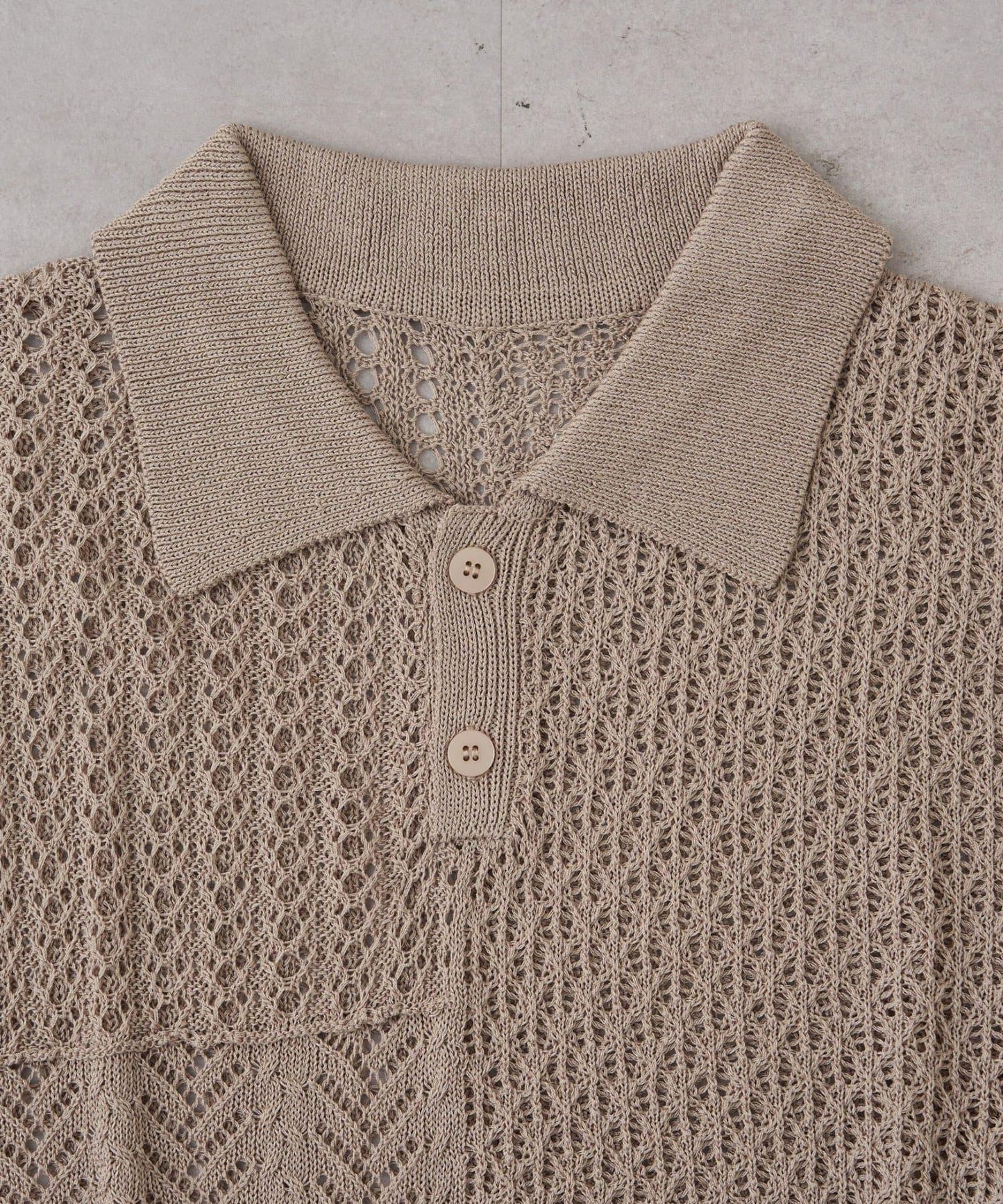 UNISEX 蕾絲編織拼接 針織POLO衫（網絡限定）