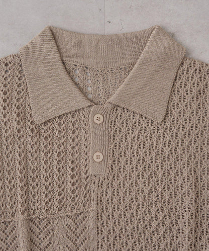 UNISEX 蕾絲編織拼接 針織POLO衫（網絡限定）