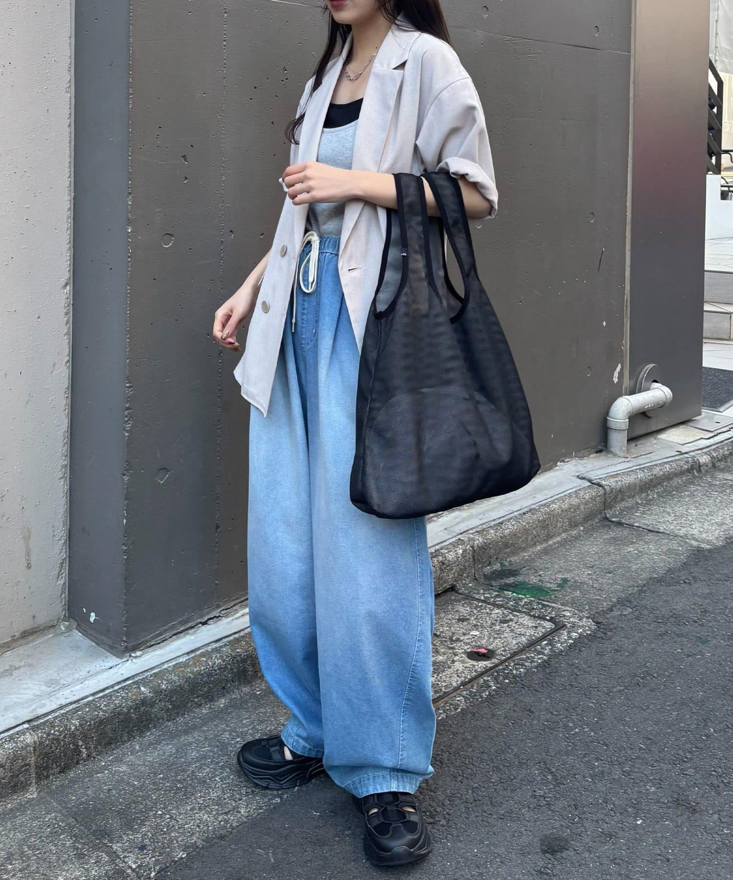 可翻面設計 網眼材質 購物袋