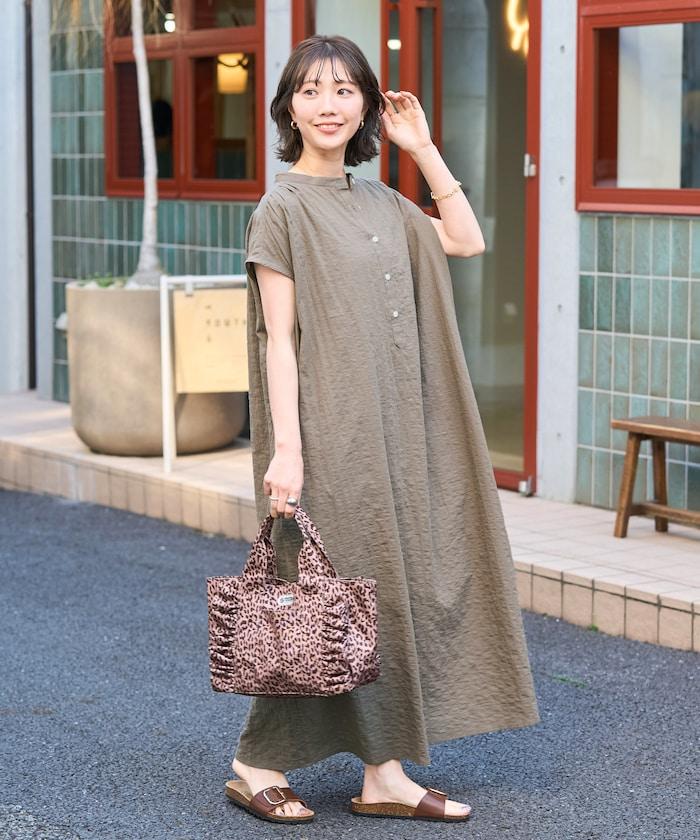 自然風立體紋理法式短袖連衣裙